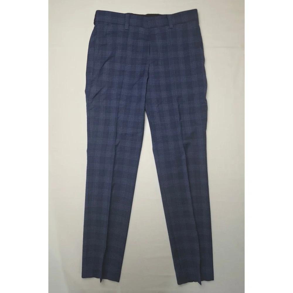 Hugo Boss Dress Pants Mens 30x31‎ Navy Plaid Modern Fit Tailored Trousers $198
